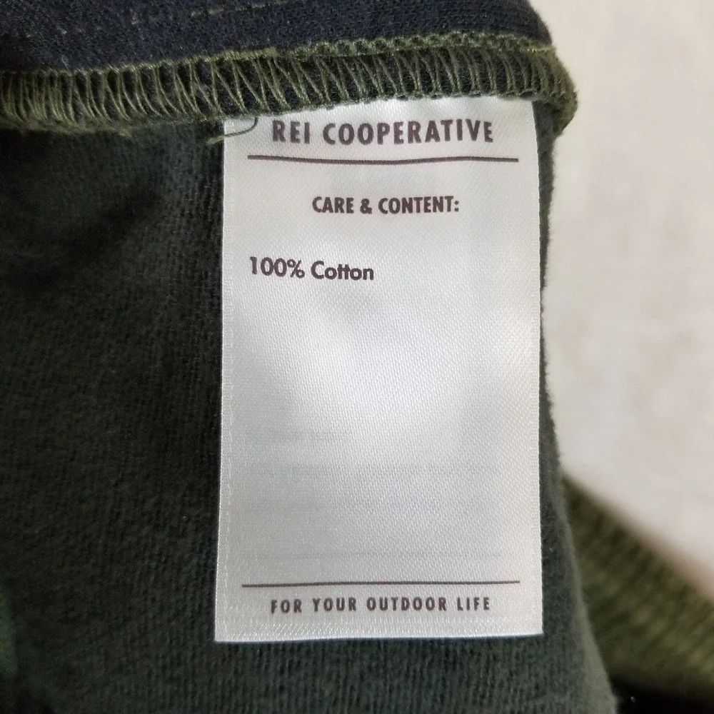 REI Co-op Jogger Pants Mens Medium Olive Green Quilted Cotton Drawstring 266s